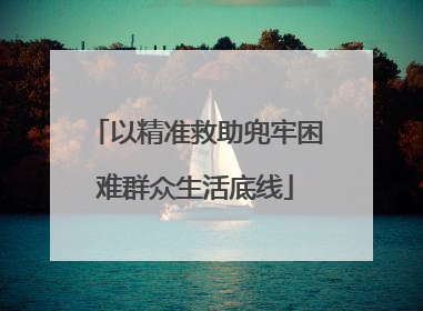 以精准救助兜牢困难群众生活底线